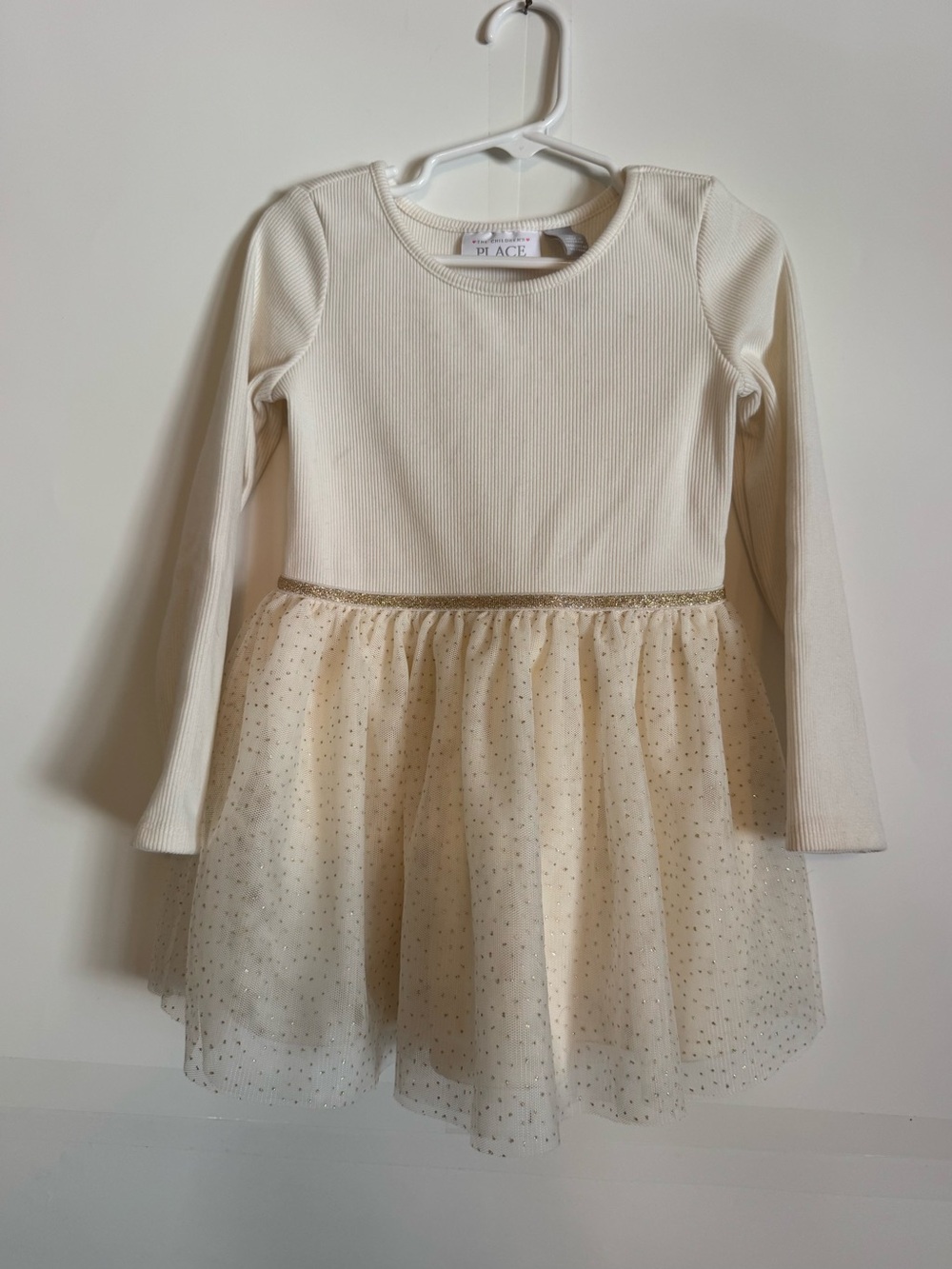 The Children's Place Cream Long-Sleeve Tulle Party Dress